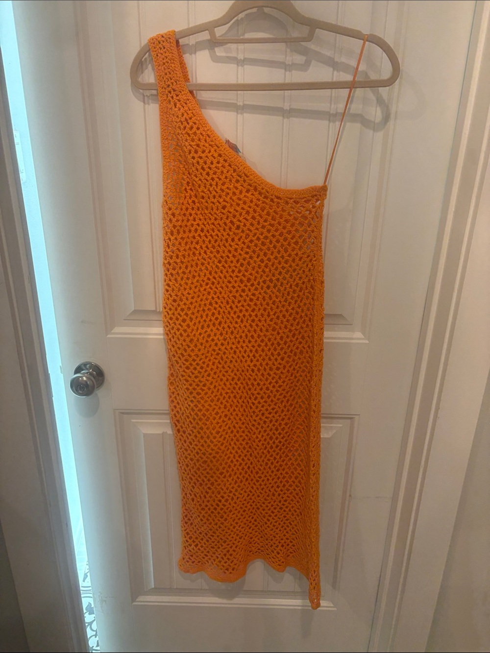 Free People Orange Crochet One-Shoulder Midi Dress